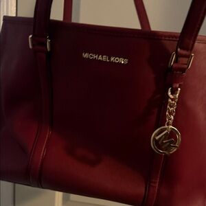 Michael Kors Burgundy Leather Tote
